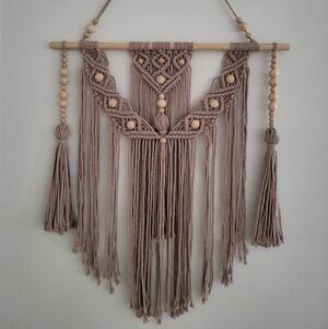 Handmade Elegant Bohemian Macrame Wall Hanging in Beige